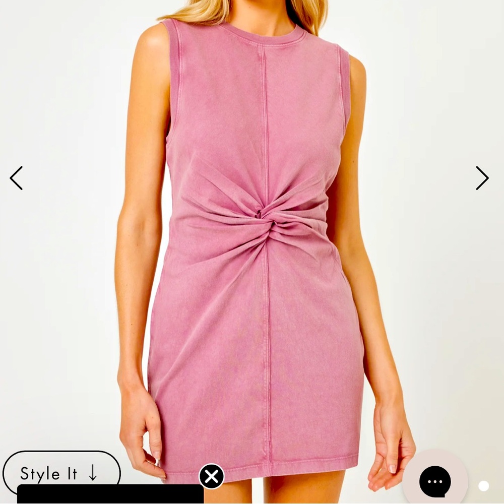 L*Space Pink Ruched Tie Front Mini Dress